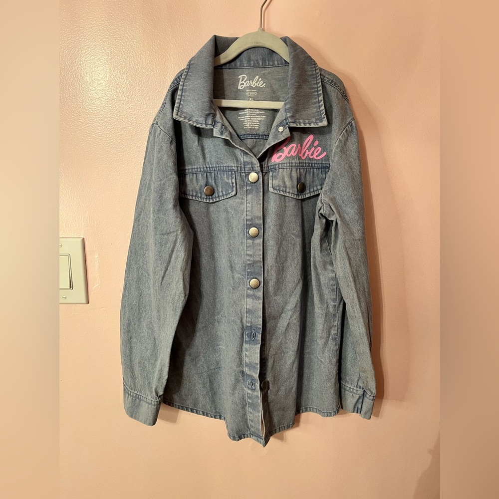 Barbie Light Blue Denim Jacket with Pink Script Logo